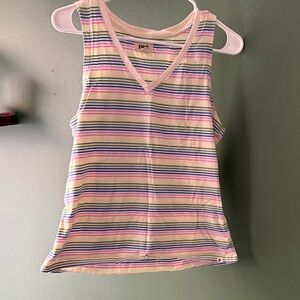 Pact Pastel Striped V-Neck Tank — Yellow, Pink, Blue & Green